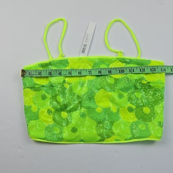 Susana Monaco -1608 NWT Women's Sequin Crop Top Bright Lime Green XS - Picture 6 of 9